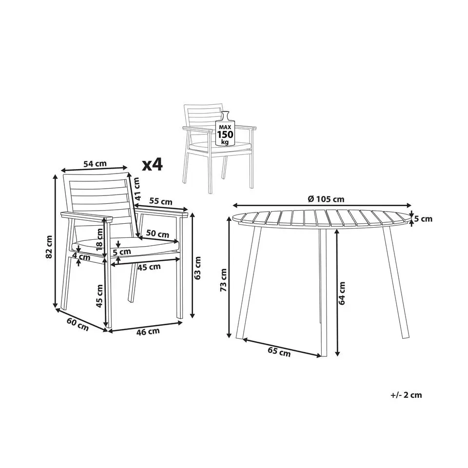 CAVOLI - Tuinset voor 4 - Wit/Beige - Aluminium