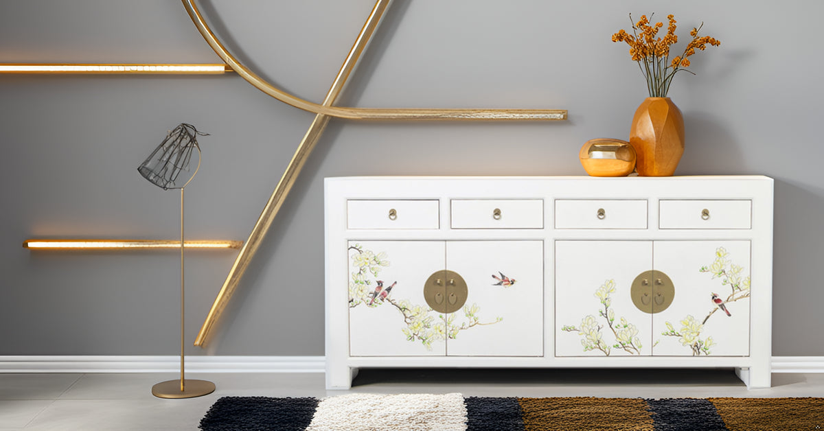 Fine Asianliving Chinese Dressoir Sneeuw Wit