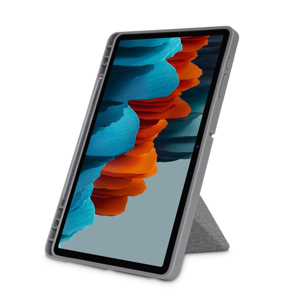 Samsung Galaxy Tab S8  Plus / Tab S7  Plus / Tab S7 FE 5G Leder Tasche Smart Cover Origami Flip Case - Grau