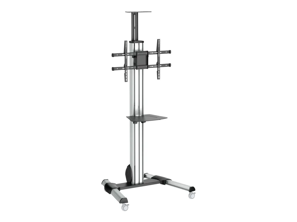 StarTech.com Heavy Duty Rolling Portable TV Cart Stand with Wheels - 32 to 75 inch - Adjustable Rotating Mobile Flat Panel Screen Mount (STNDMTV70) - Vogn med hjul - for fladt panel - plastik, aluminium, stål - sort, sølv - skærmstørrelse: 32