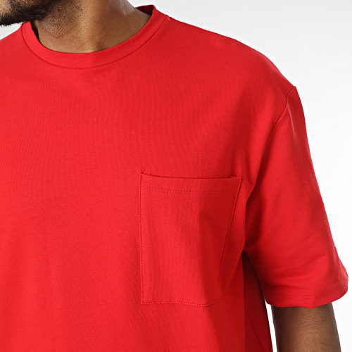 Tee Shirt Oversize Large A Poche Poitrine Rouge