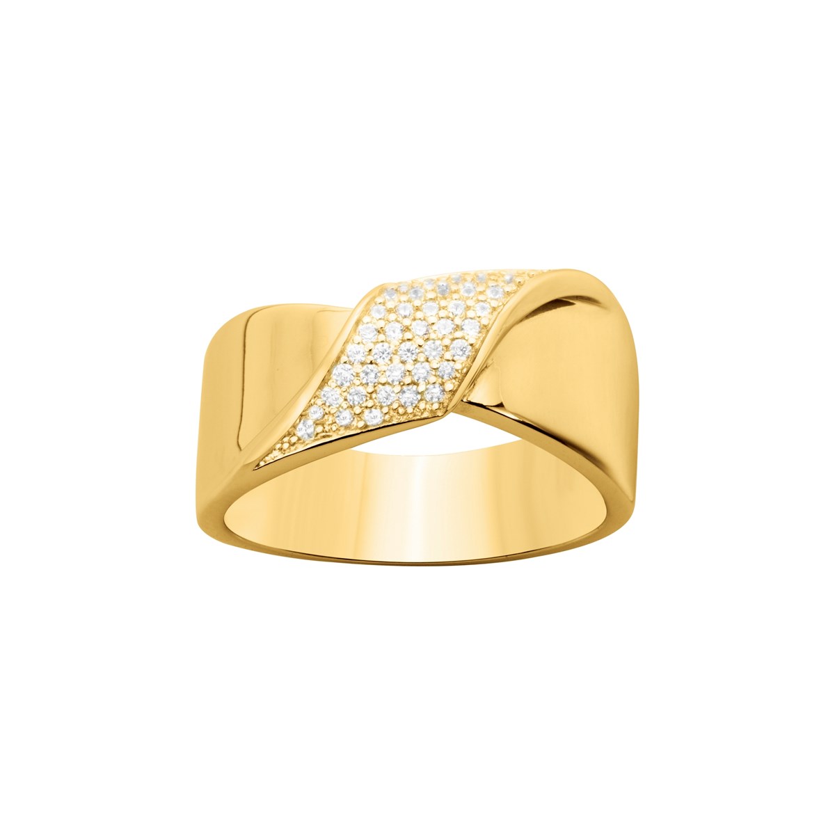 Bague en Plaqué Or avec oxyde de zirconium blanc