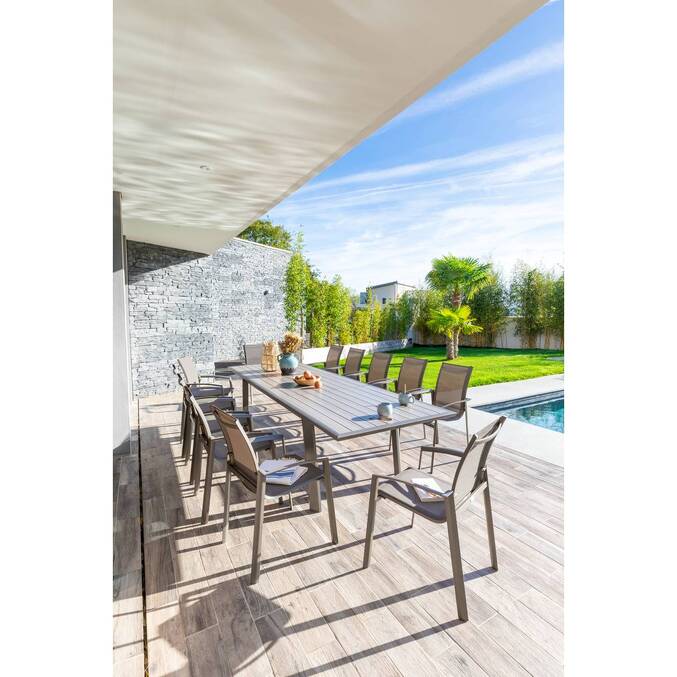 Table de jardin extensible PAVANE Seigle & Praline