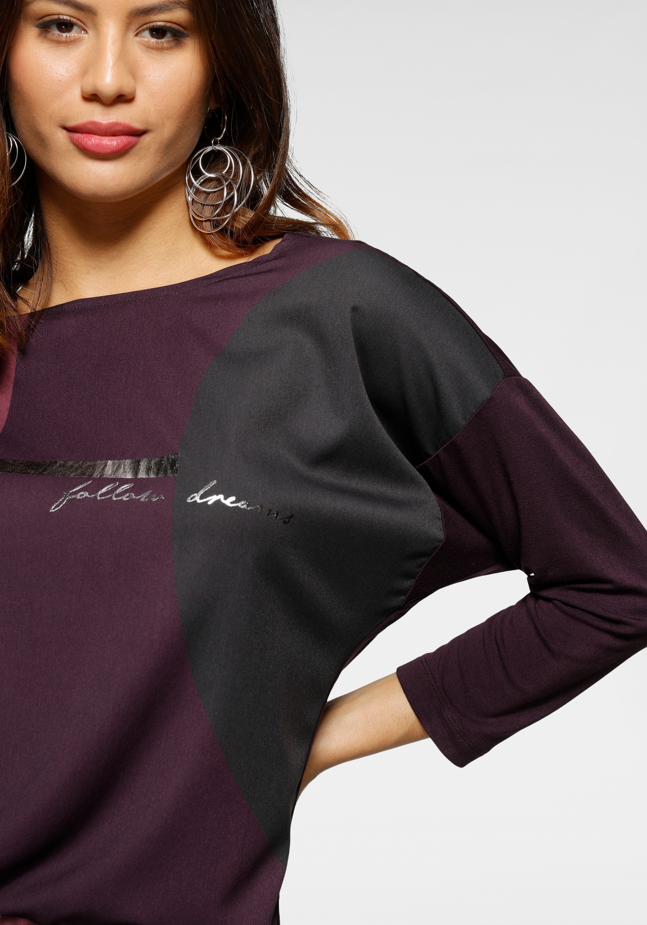 Laura Scott Shirtbluse , im Materialmix mit Folienprint - NEUE FARBEN