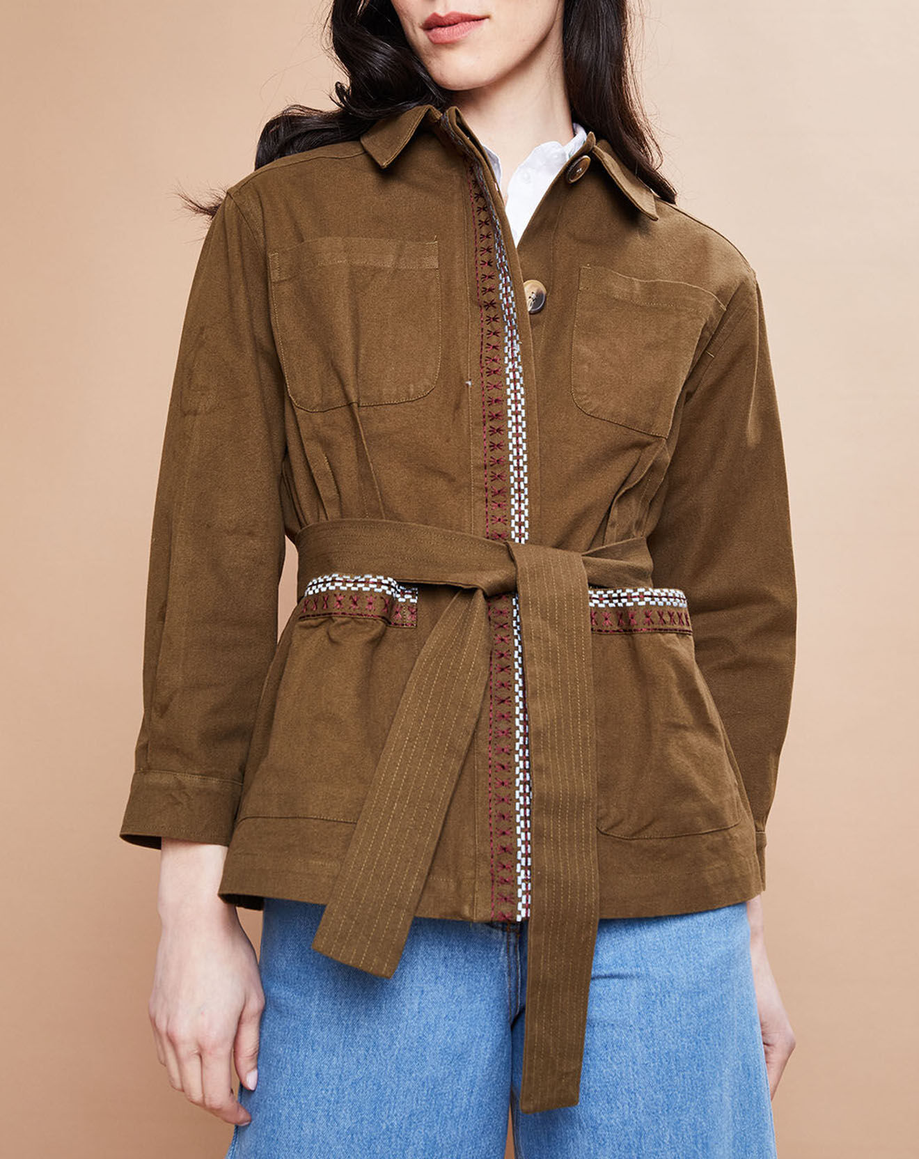 Inouitoosh Veste courte Paloma en Coton kaki