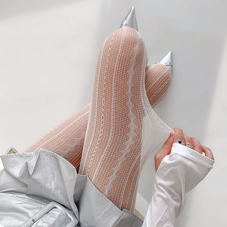Romilan - Gestreepte kanten panty