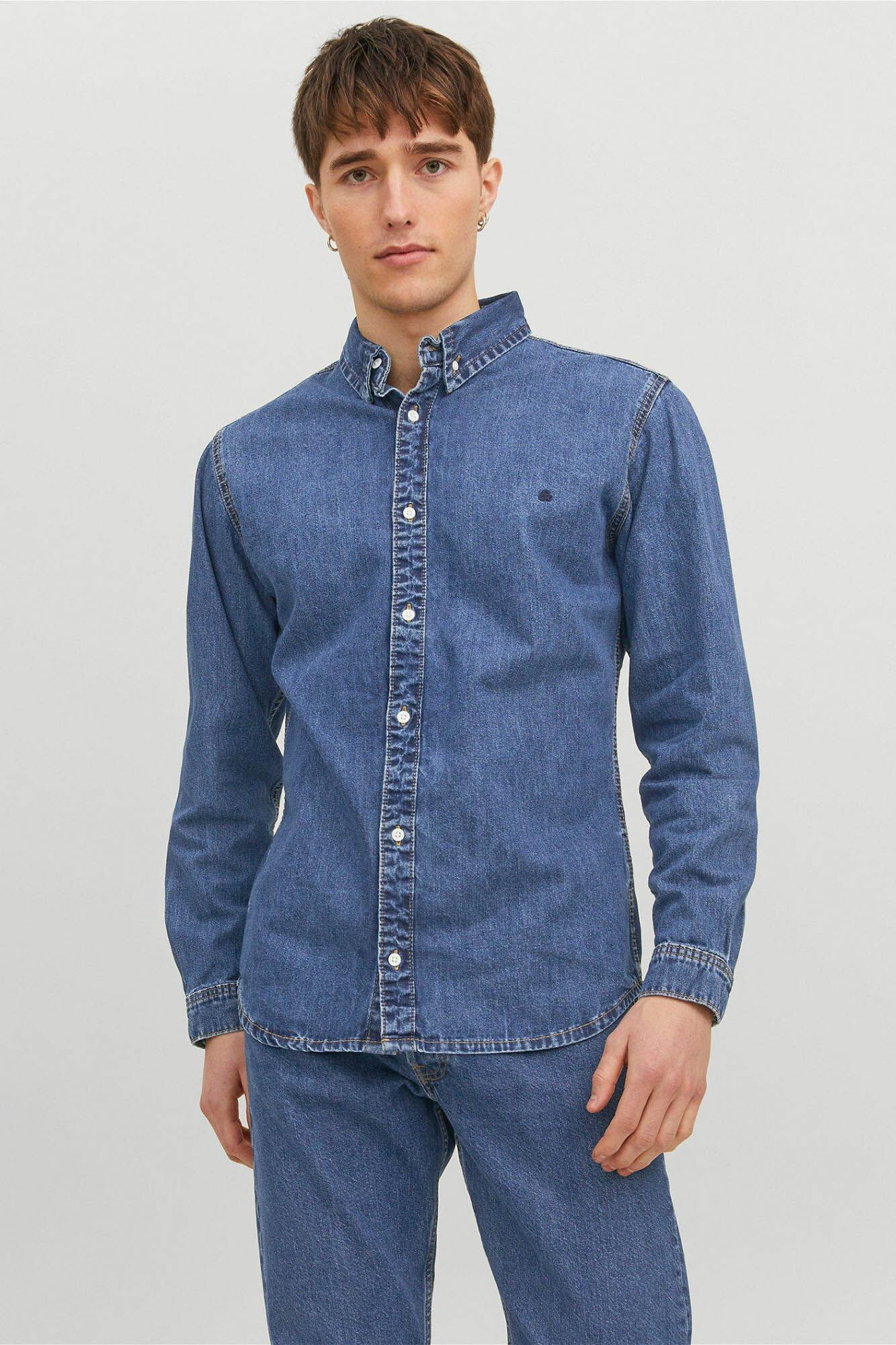 Camisa jeans de modelagem relaxada - Azul
