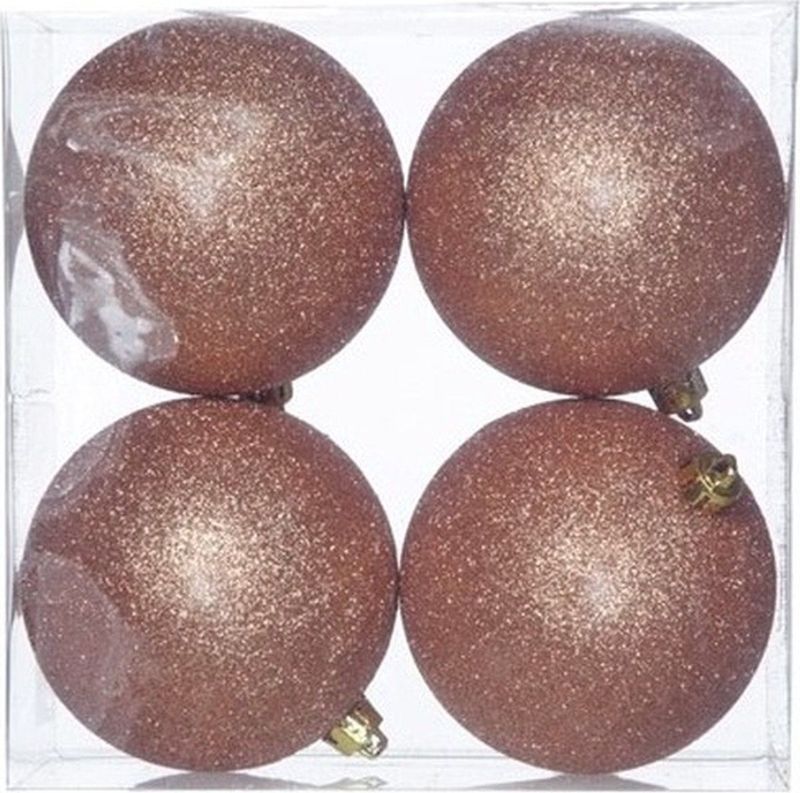 Koperen Kerstversiering Set - Mix Mat/Glans/Glitter - 62x Stuks - 6-8-10 cm - Onbreekbaar Kunststof