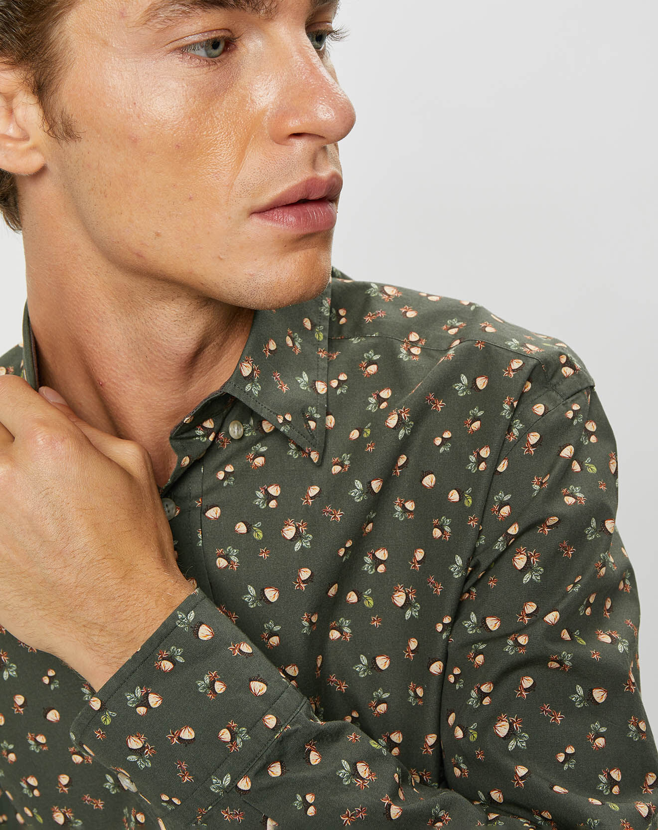 Hackett London Chemise Slim Fit imprimée kaki