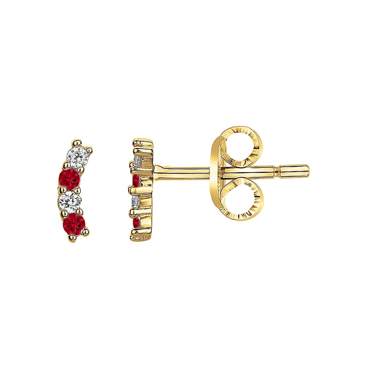 Boucles d'oreilles en Plaqué Or avec spinelle rouge rubis