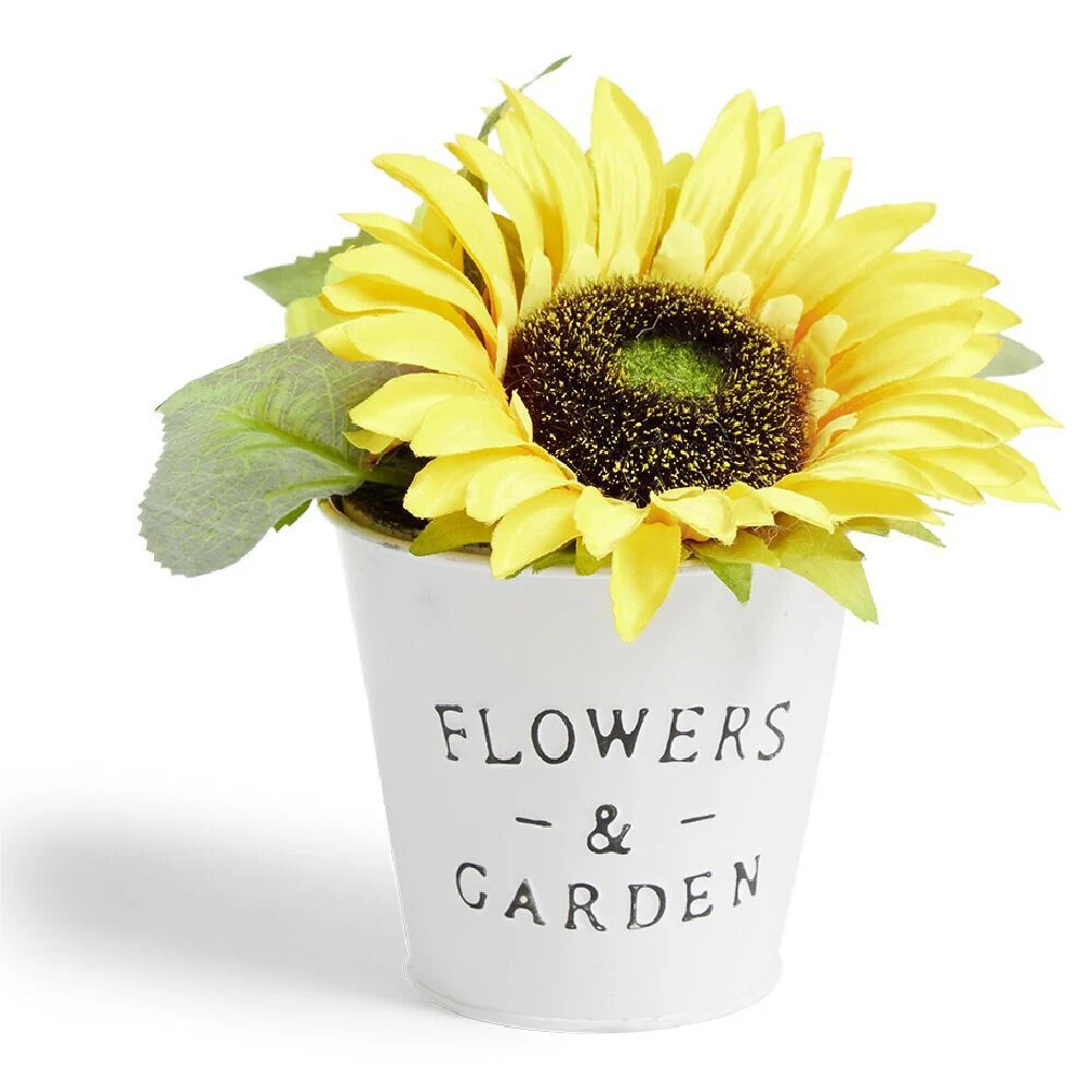 Tournesol artificiel en pot Ø28xH30cm