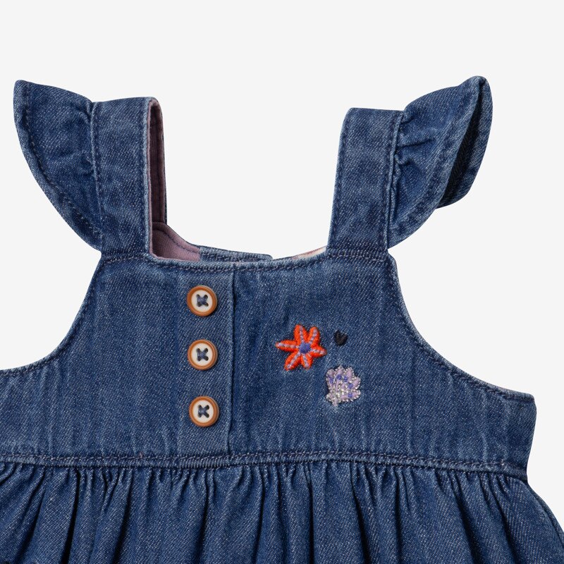 Robe bébé fille jean brodé bleue Catimini Bleu