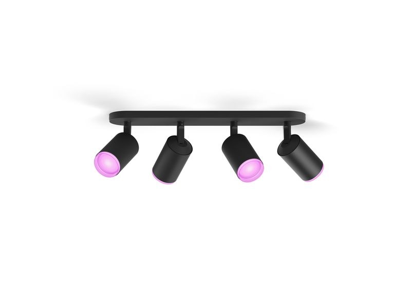 Philips Hue White & Color Ambiance Fugato 4er-Spot Schwarz 4er-Spot mit Weisstönen und mehr als 16 Millionen Farben