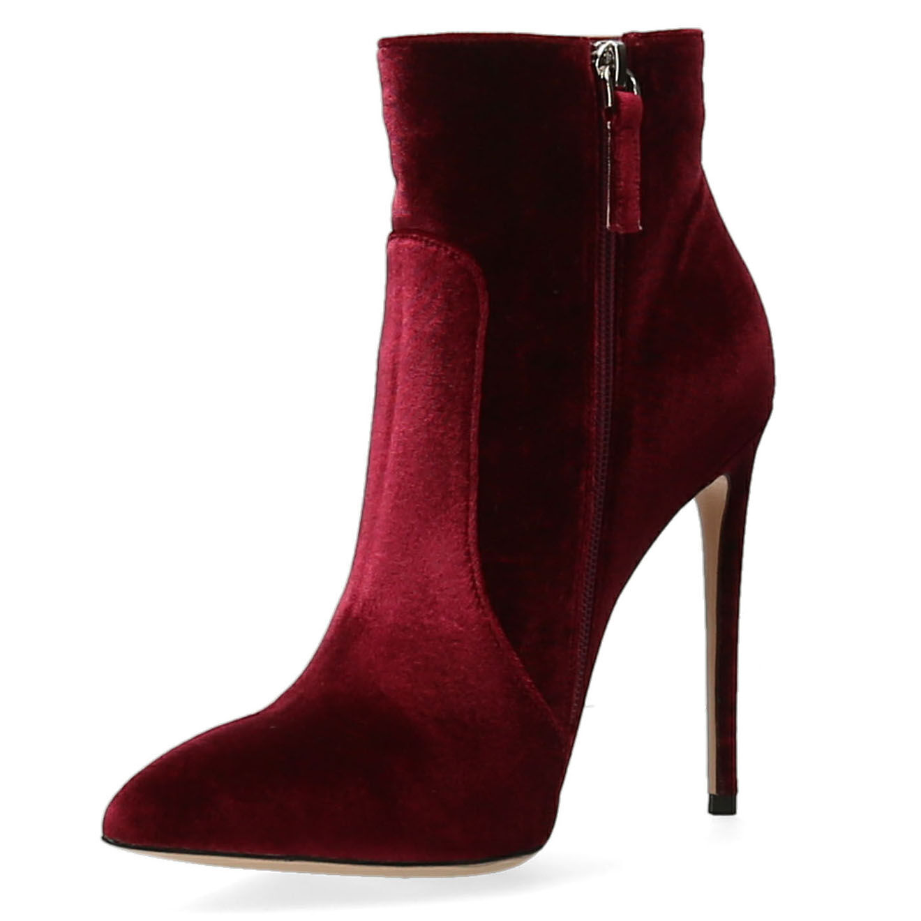 Gianni Renzi Bottines en Velours bordeaux - Talon 12 cm
