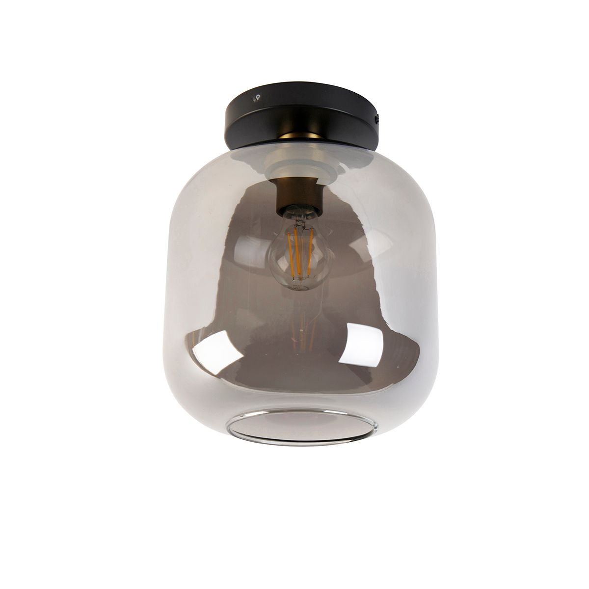 Smart plafondlamp zwart met goud en smoke glas incl. Wifi A60 - Zuzanna