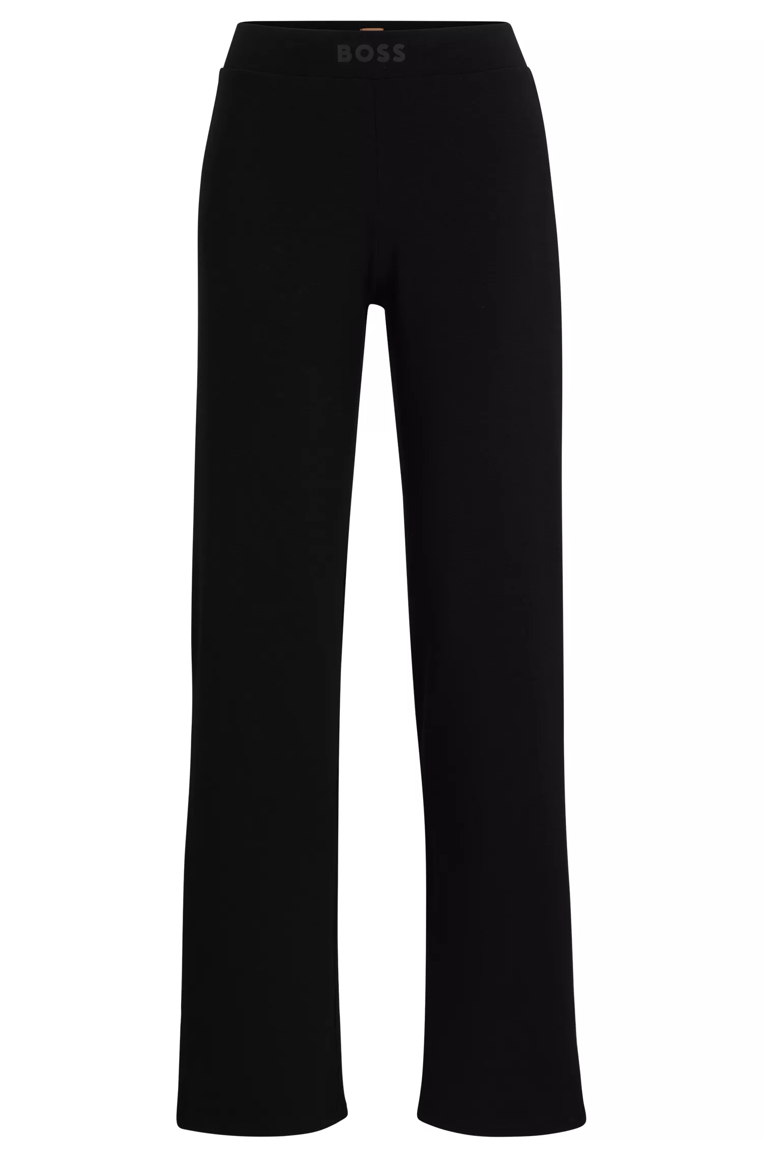 Calça de pijama preta BOSS em tecido elástico com cós com logotipo.