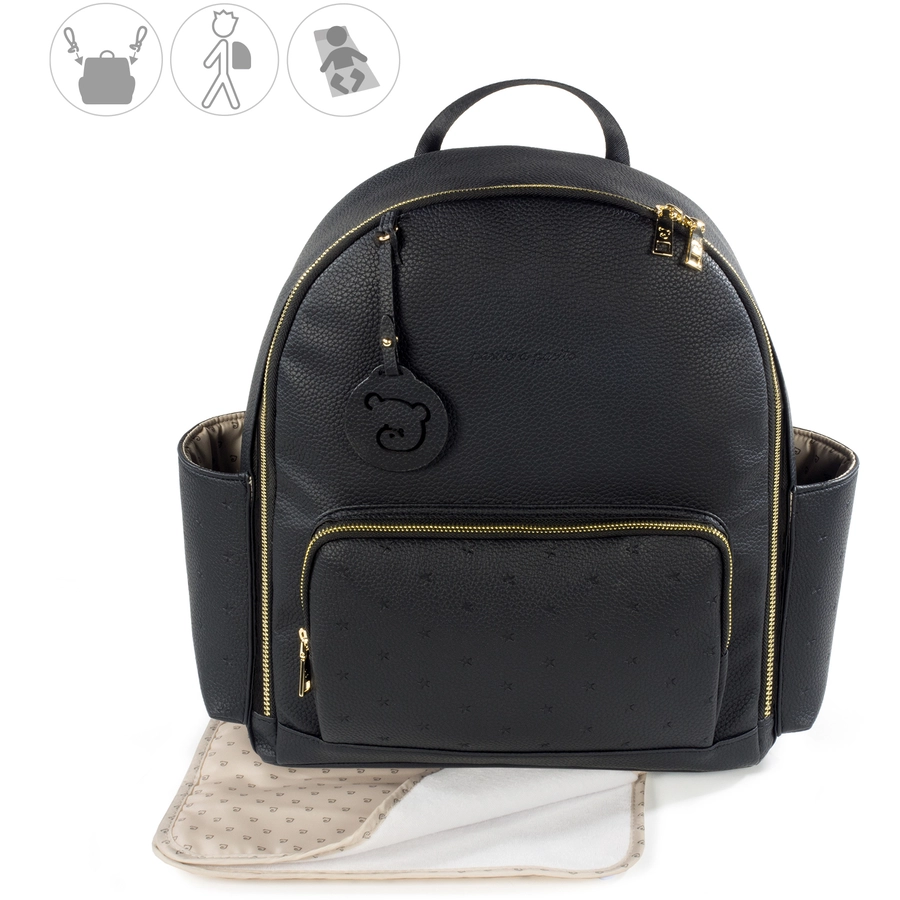 pasito a pasito Wickelrucksack Sterne  schwarz