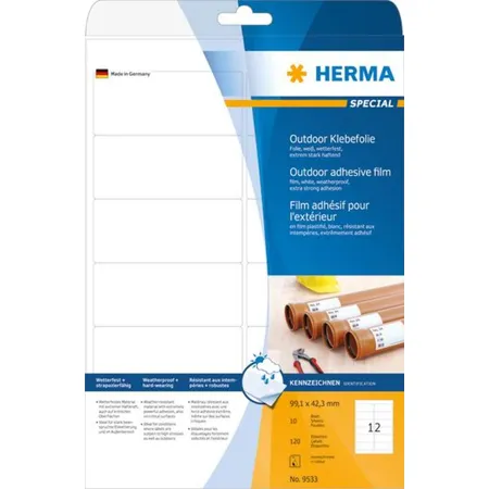 HERMA Outdoor Etiketten, weiß, 99,1 x 42,3mm, 120 Stück
