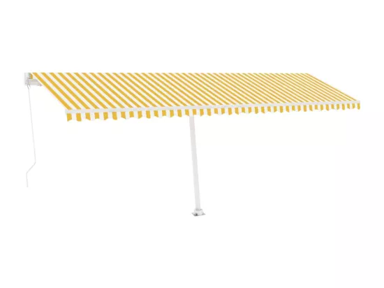 Auvent manuel rétractable sur pied 600x300 cm Jaune/Blanc