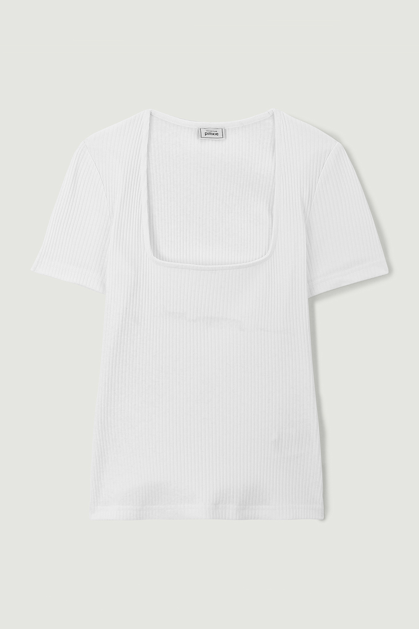 Blusa de malha canelada com decote quadrado