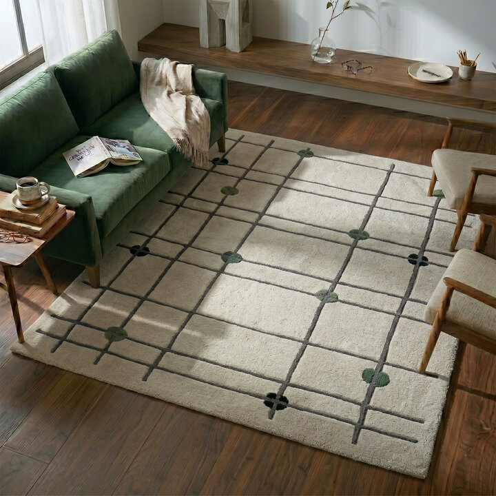 Geometrisch vloerkleed  - Brunello Dots Groen