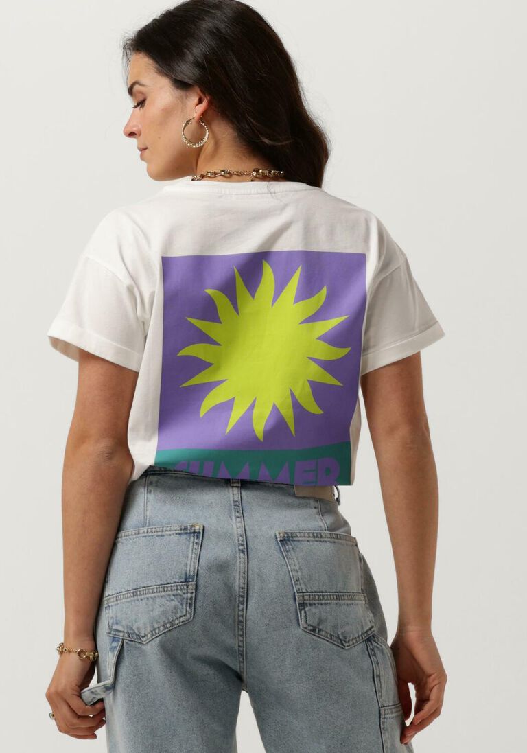 COLOURFUL REBEL witte colourful rebel t-shirt summer essence boxy tee