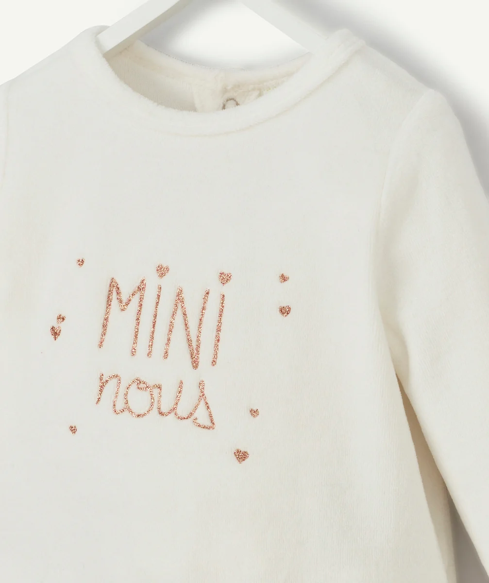 DORS BIEN BLANC EN VELOURS DE COTON BIOLOGIQUE AVEC MESSAGE BRILLANT