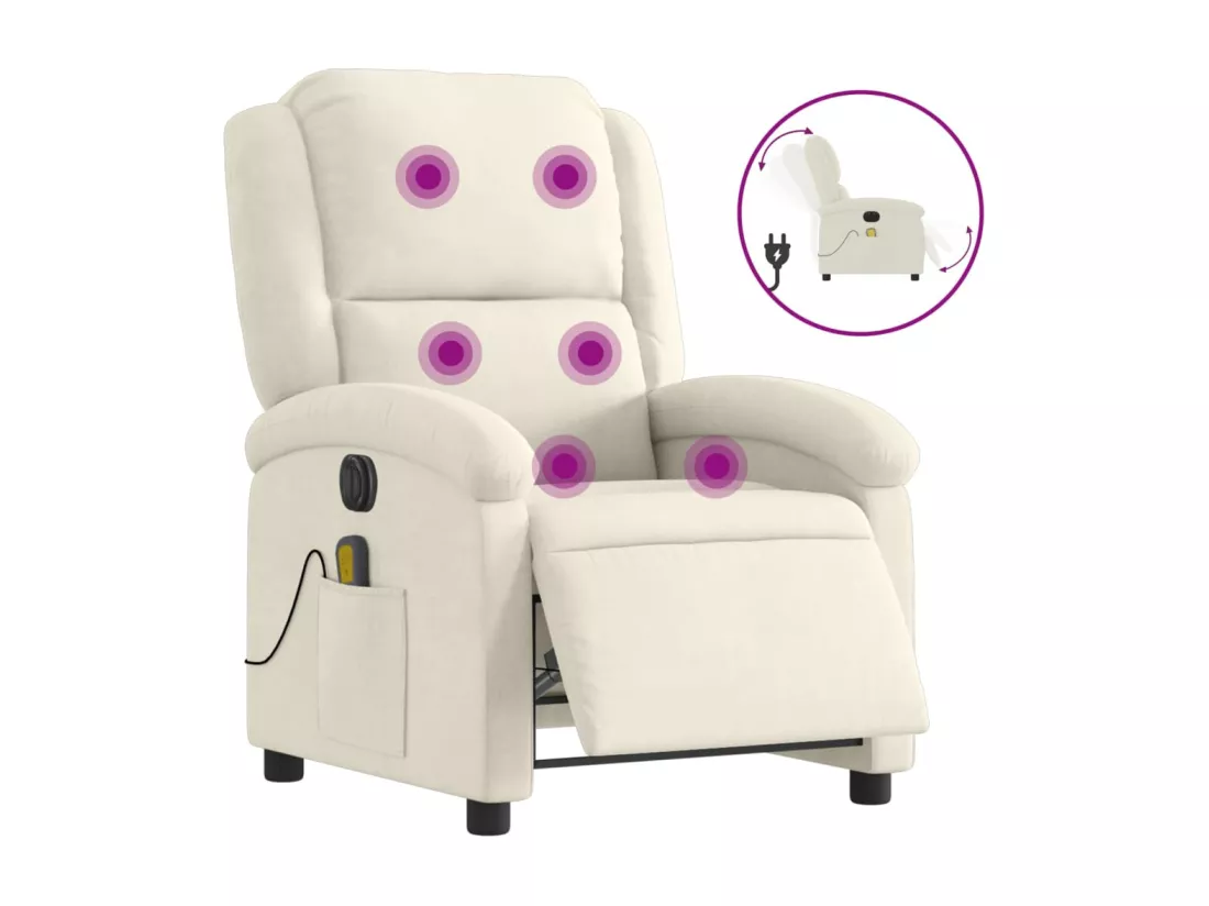 Fauteuil inclinable massant électrique crème velours