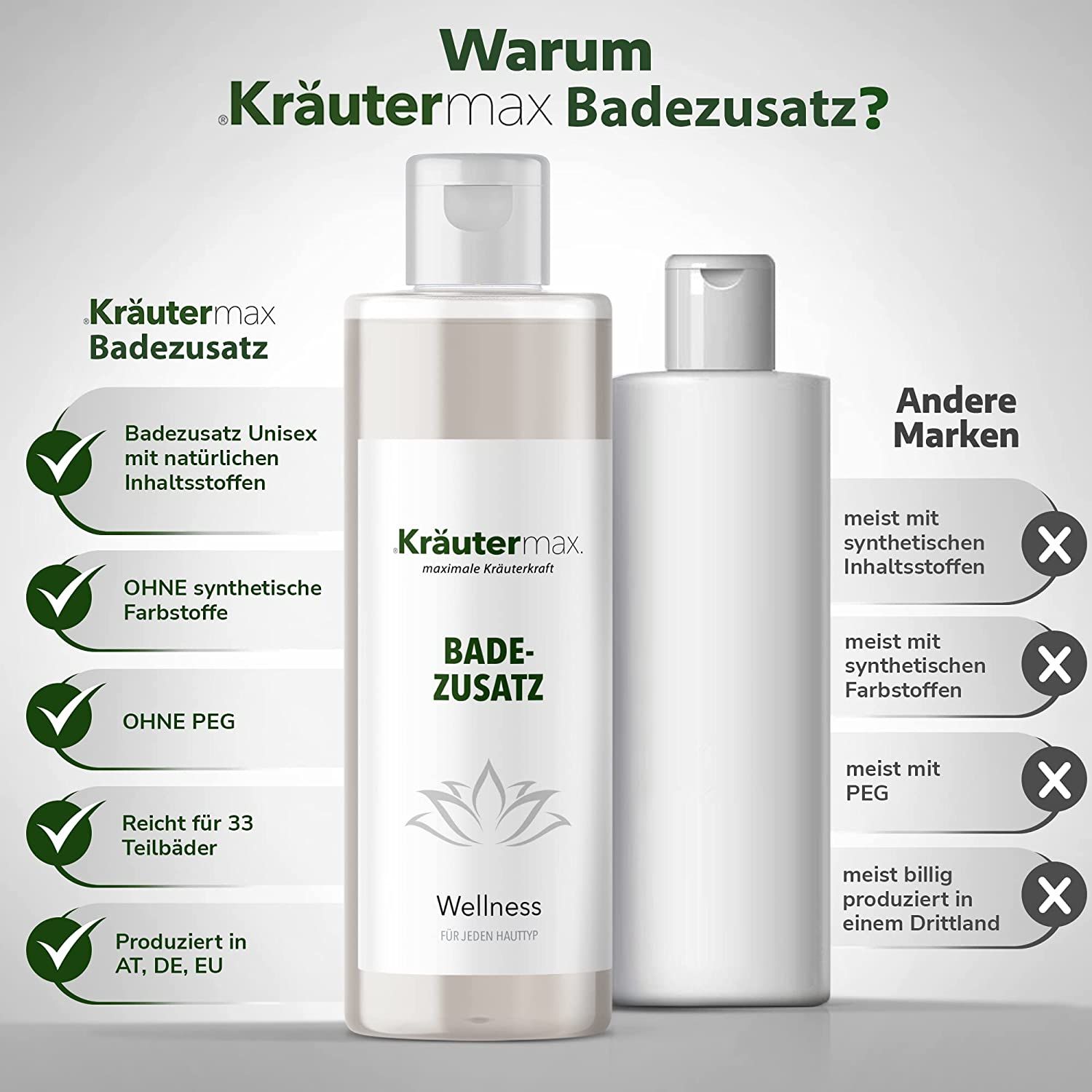 Kräutermax Badezusatz Wellness mit Bisabolol, Weizenprotein und Meersalz