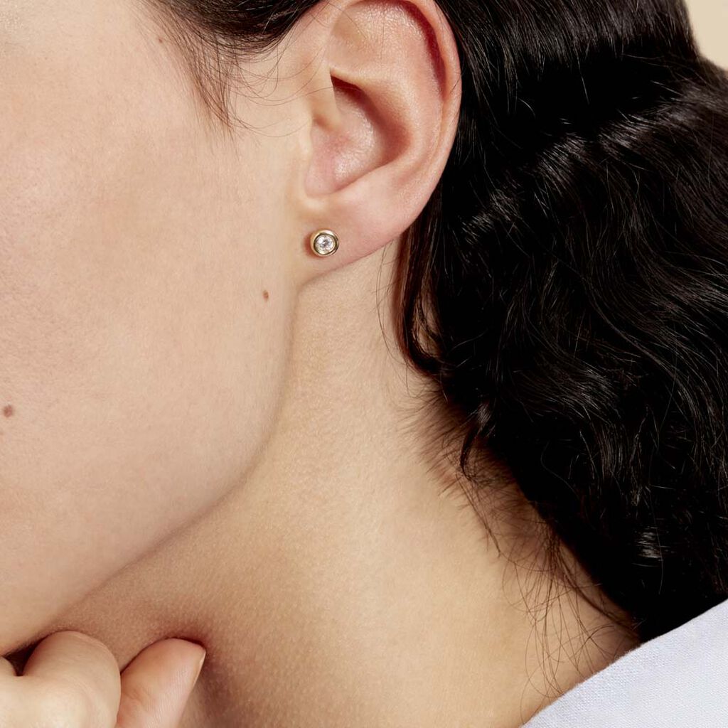 Boucles D'oreilles Puces Eden Serti Pneu Or Jaune Oxyde De Zirconium