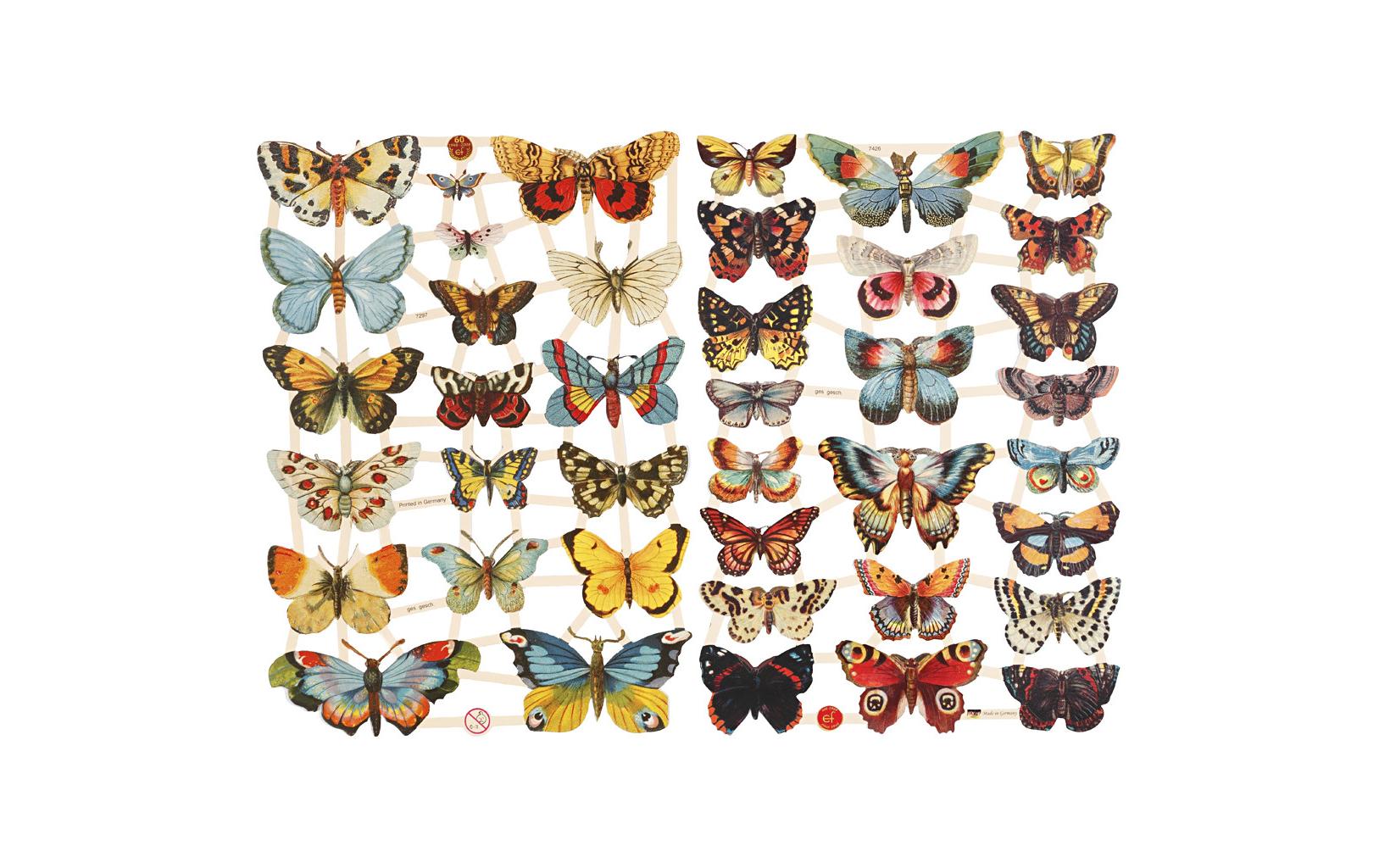 Streudeko Schmetterling 2 BlattVintage-Glanzbilder