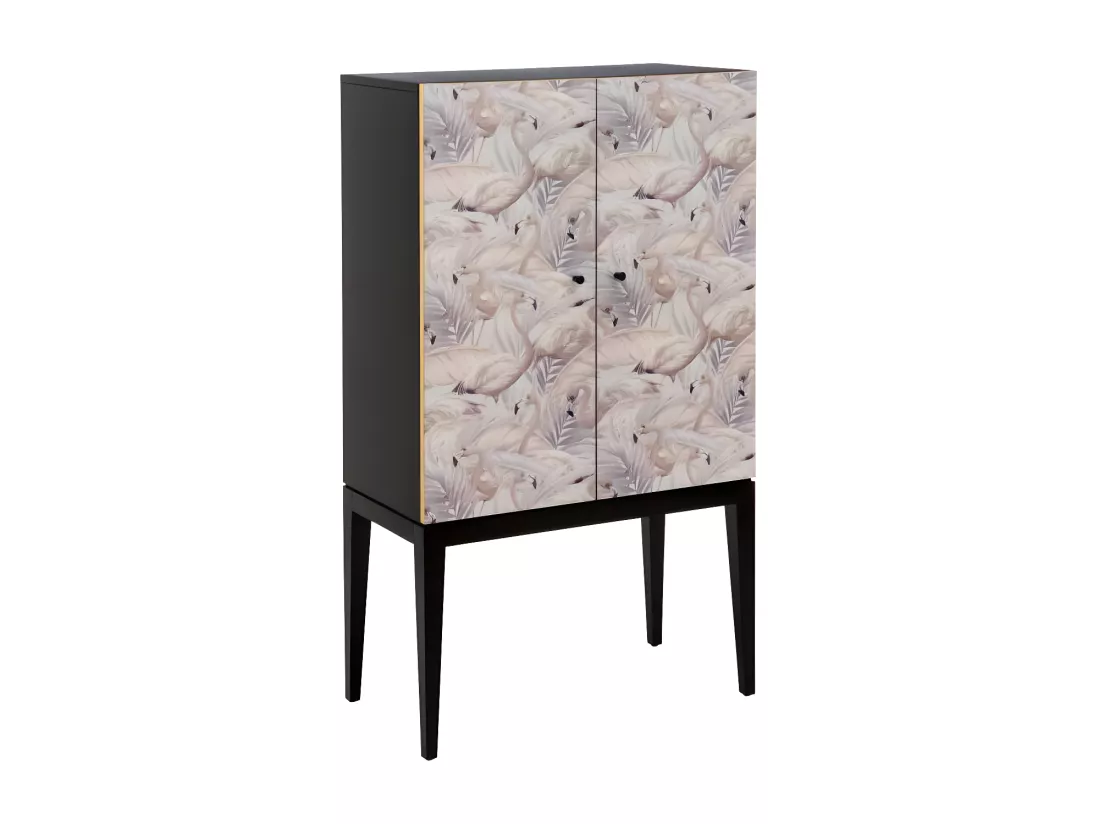 Armoire de salon 2 portes Flamands Roses/Bois - FLAMENCO