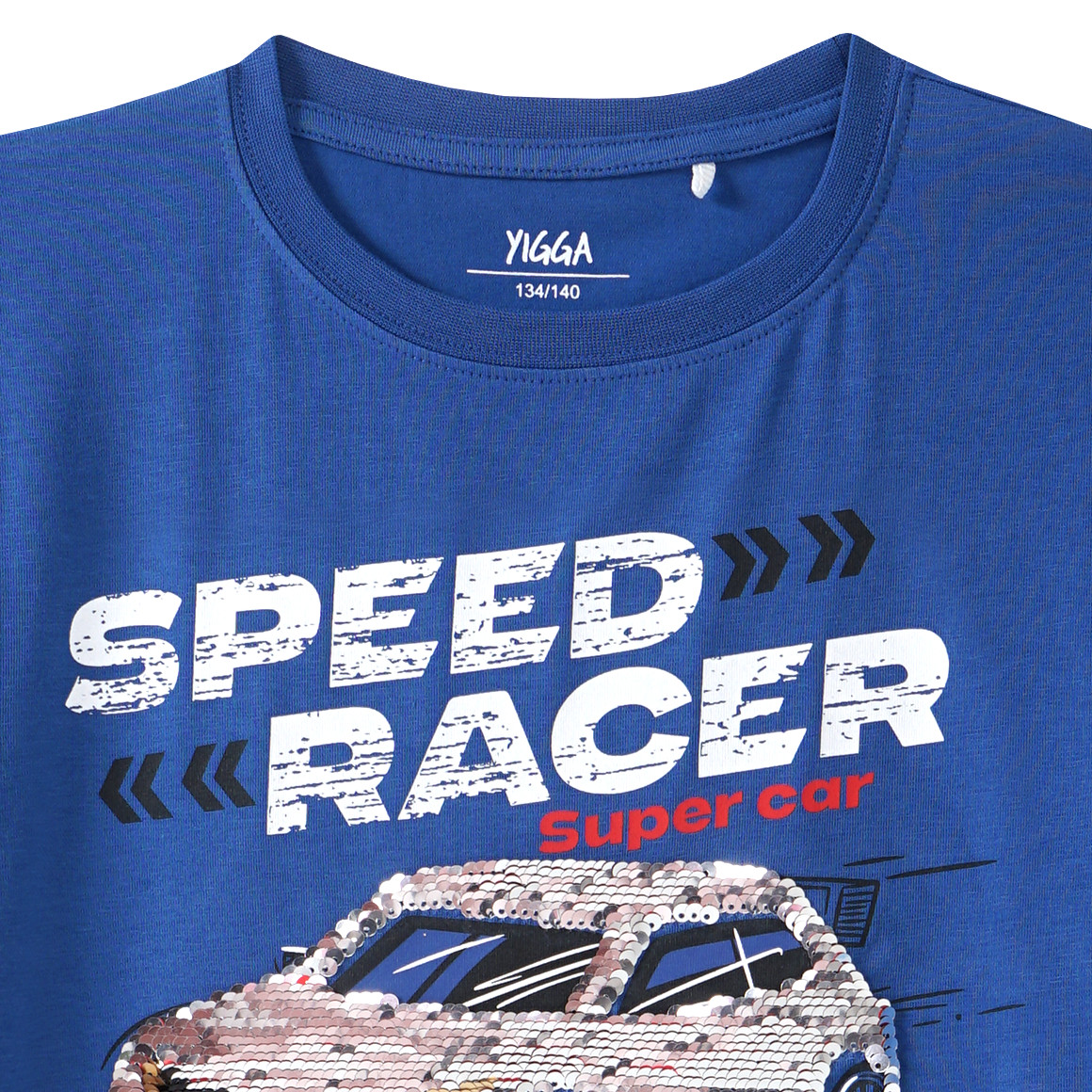 Yigga Jungen T-Shirt mit Wendepailletten blau