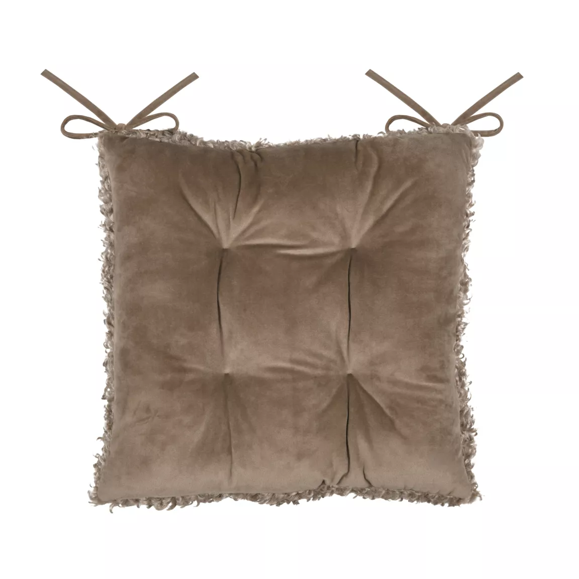 Coussin de chaise carré bouclette (38 x 38 cm) Cosylife Taupe