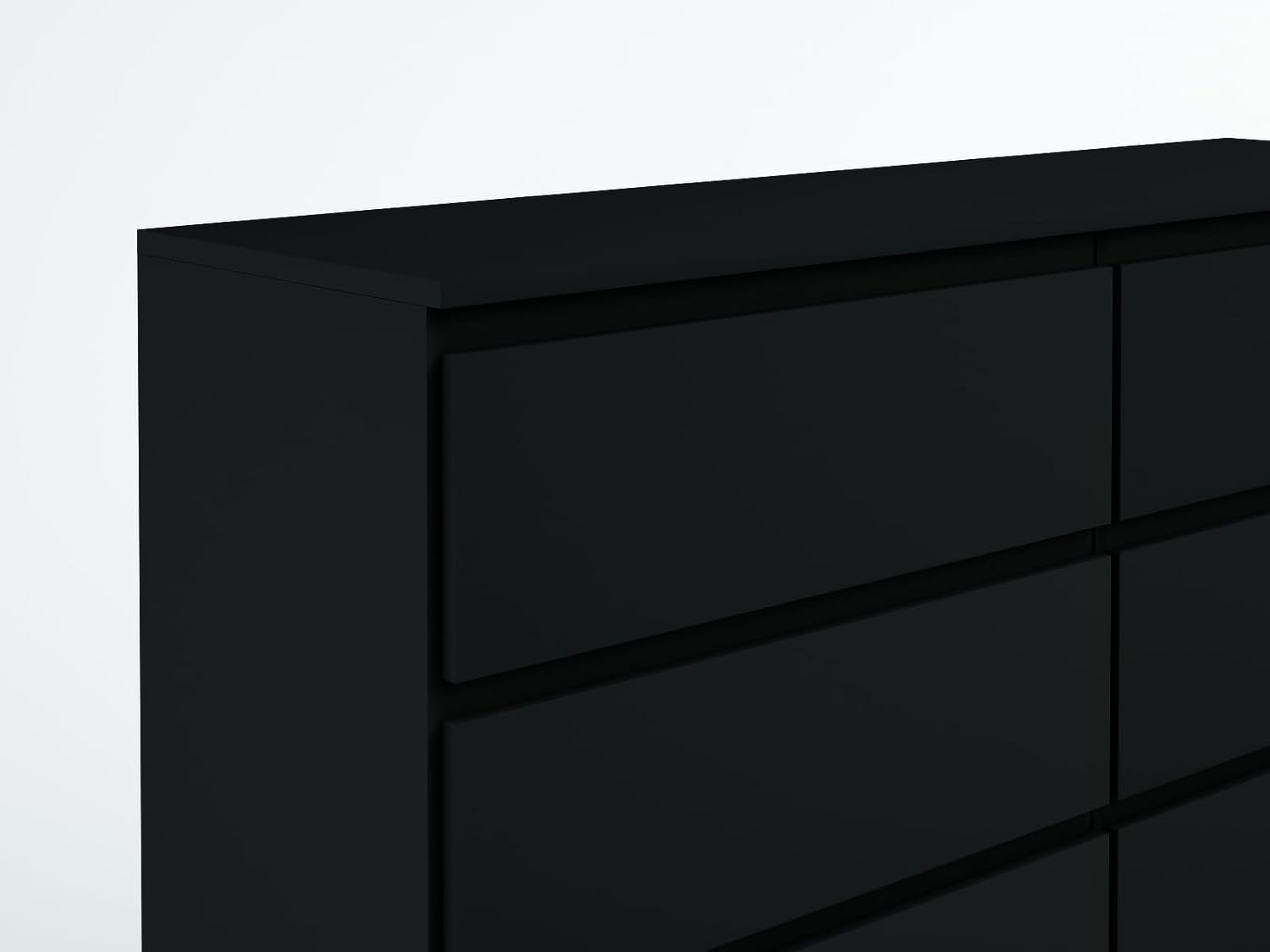 meble masztalerz Kommode Schwarz Matt mit 8 Schubladen - 138,5 x 101,5 x 39 cm - Sideboard Wohnzimmer, Schlafzimmer - Schubladenschrank - Komodenschrank