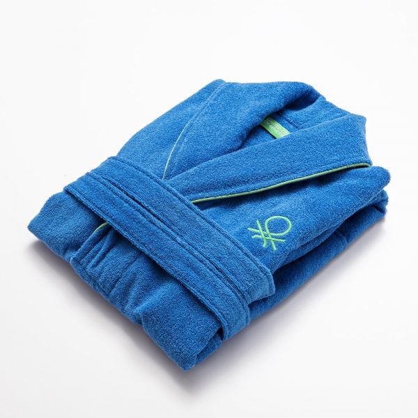 Benetton Roupão M / L 360gsm 100% Algodão Azul Arco-íris