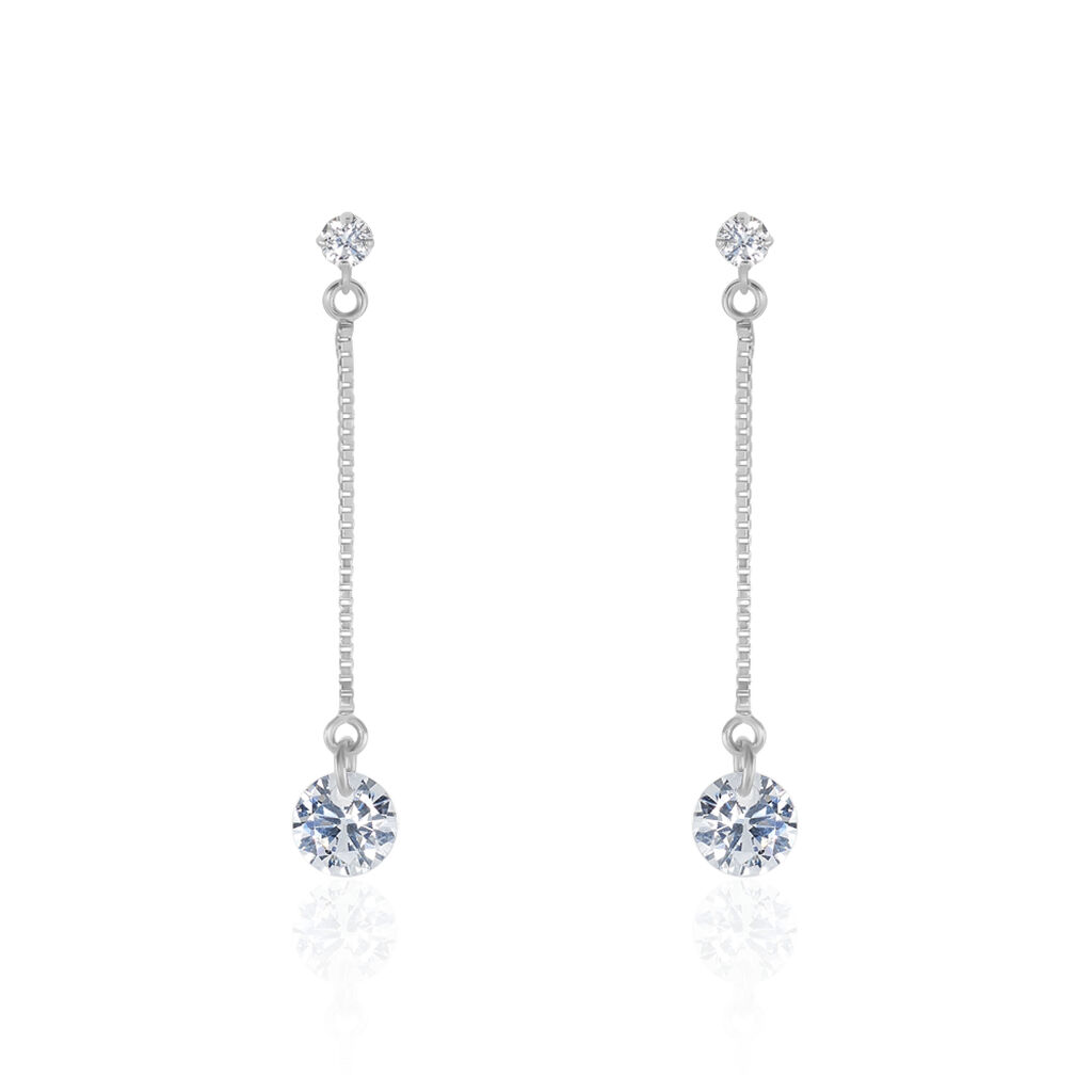 Boucles D'oreilles Pendantes Regane Or Blanc Oxyde De Zirconium