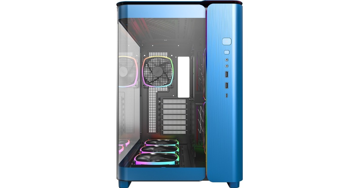 MontechKING 95 PRO midi tower behuizing  (Blauw | 2x USB-A | 1x USB-C | RGB | Tempered Glass)