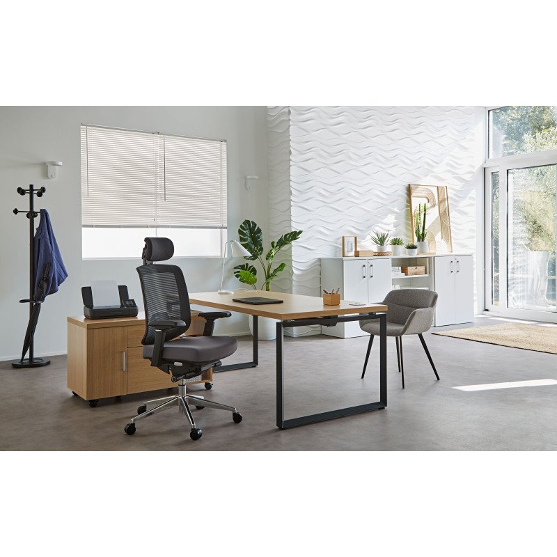 Bureau droit Direction Bruneau Shiny piètement acier