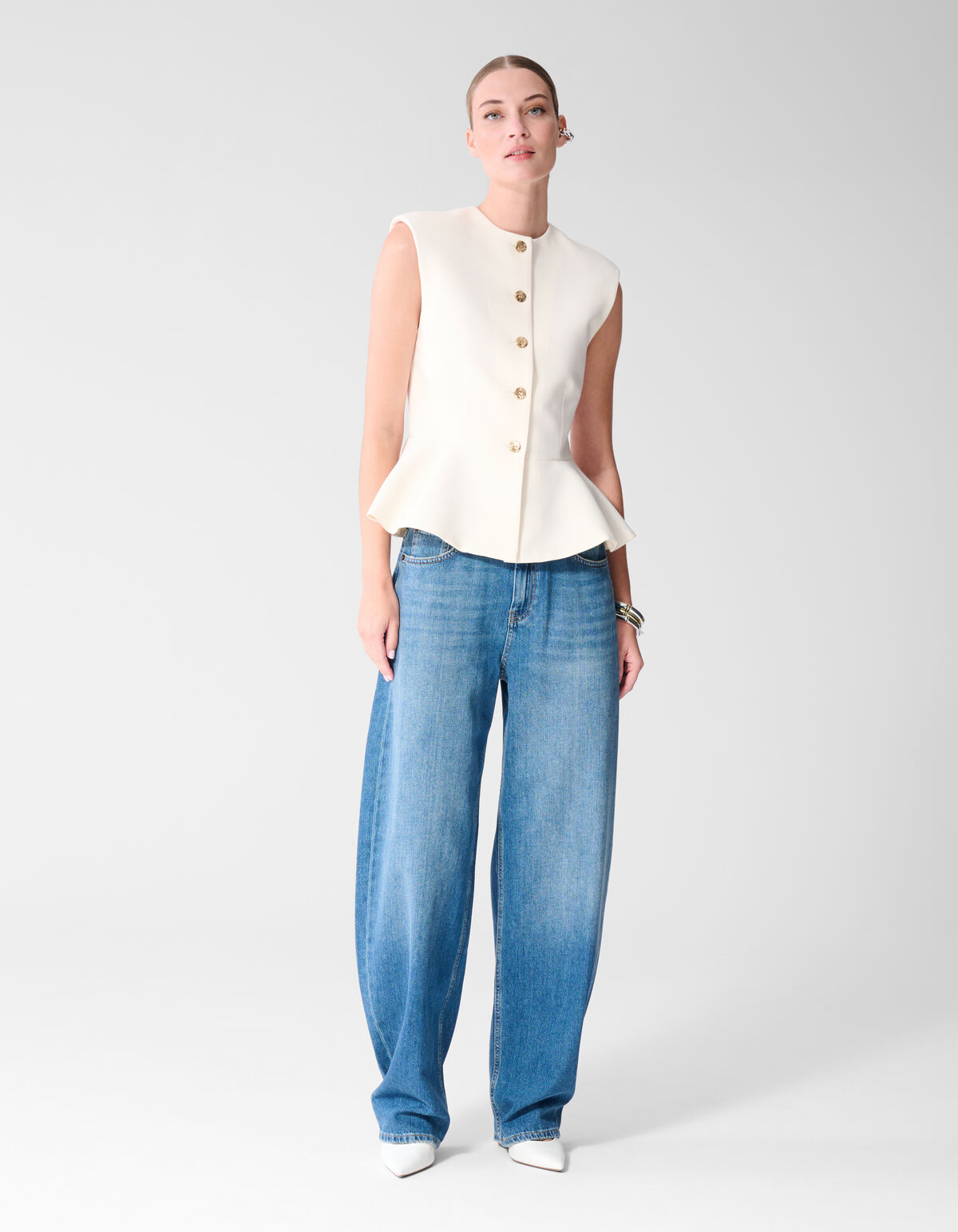 Peplum Gilet Wit