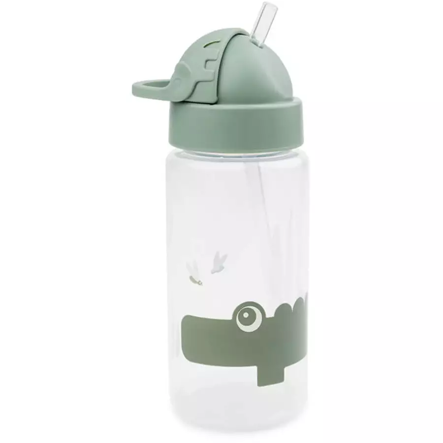 Done by Deer™ Trinkflasche mit Strohhalm Croco Grün