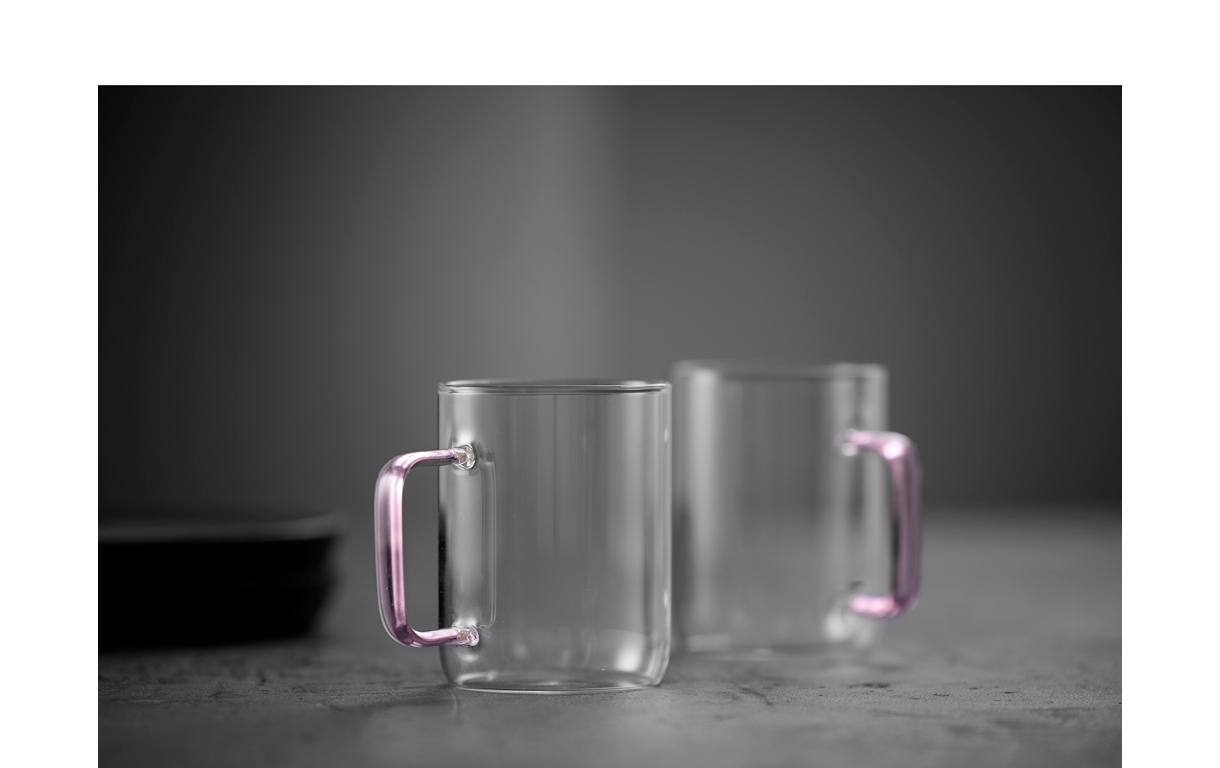 Universaltasse Torino Pink, 2 Stück, 40 clGlasbecher mit Henkeln