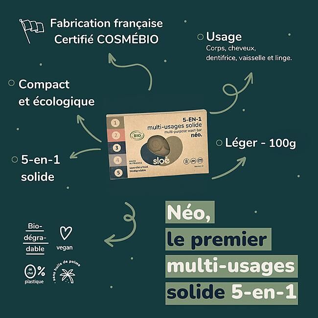 SLOE - SAVON NEO SOLIDE MULTIUSAGE 5 EN 1 100g