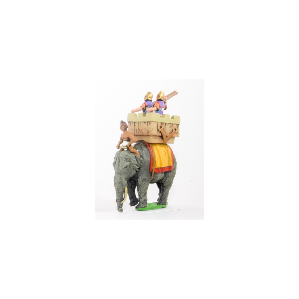 Macedonian: Elephant with driver & howdah with two Javelinmen