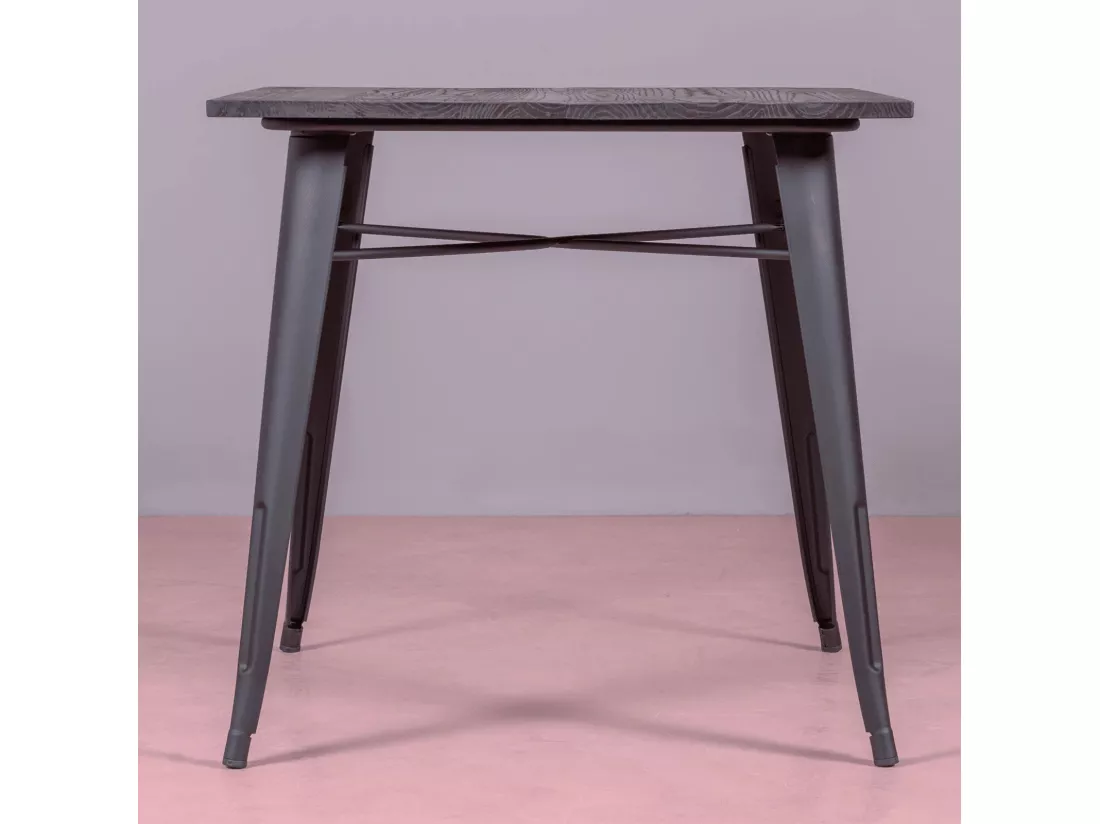 Table industrielle en acier noir et bois foncé - Bistro - Noir