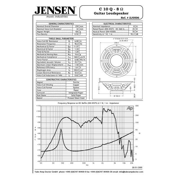 Jensen C10Q Ceramic Vintage Gitarrenlautsprecher 8Ohm