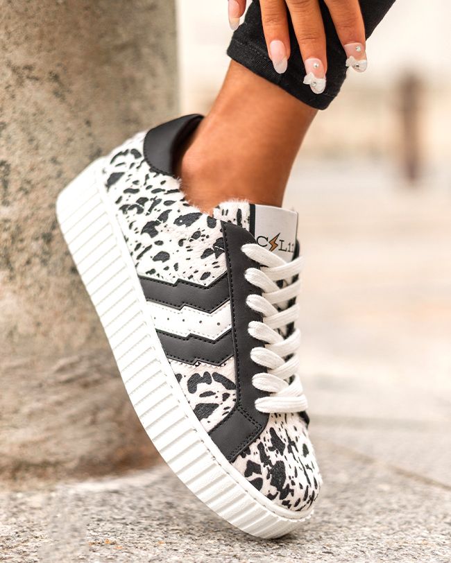 Basket femme creepers animal à lacets - CL59 COW