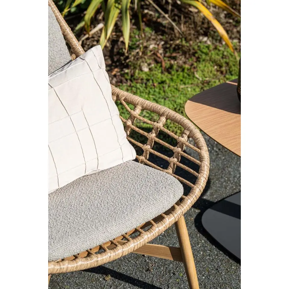 Castello lounge fauteuil - light teak look - natural rotan-merino sand