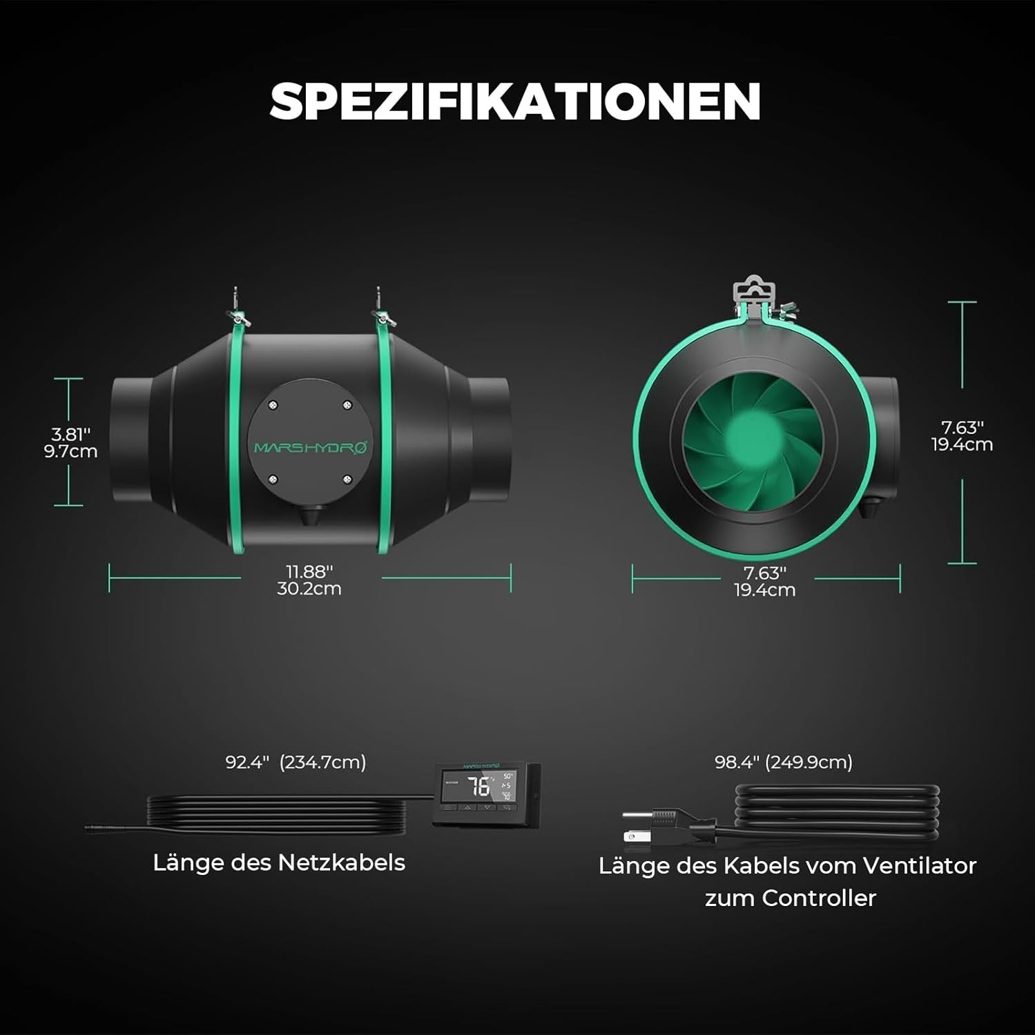 MARS HYDRO TS1000 Growzelt Komplettset mit Digitaler Smart Controller43,LED Dimmbar Grow Lampe,80X80X160cm 1680D Hohe Reflektivität Grow Box Komplettset,4