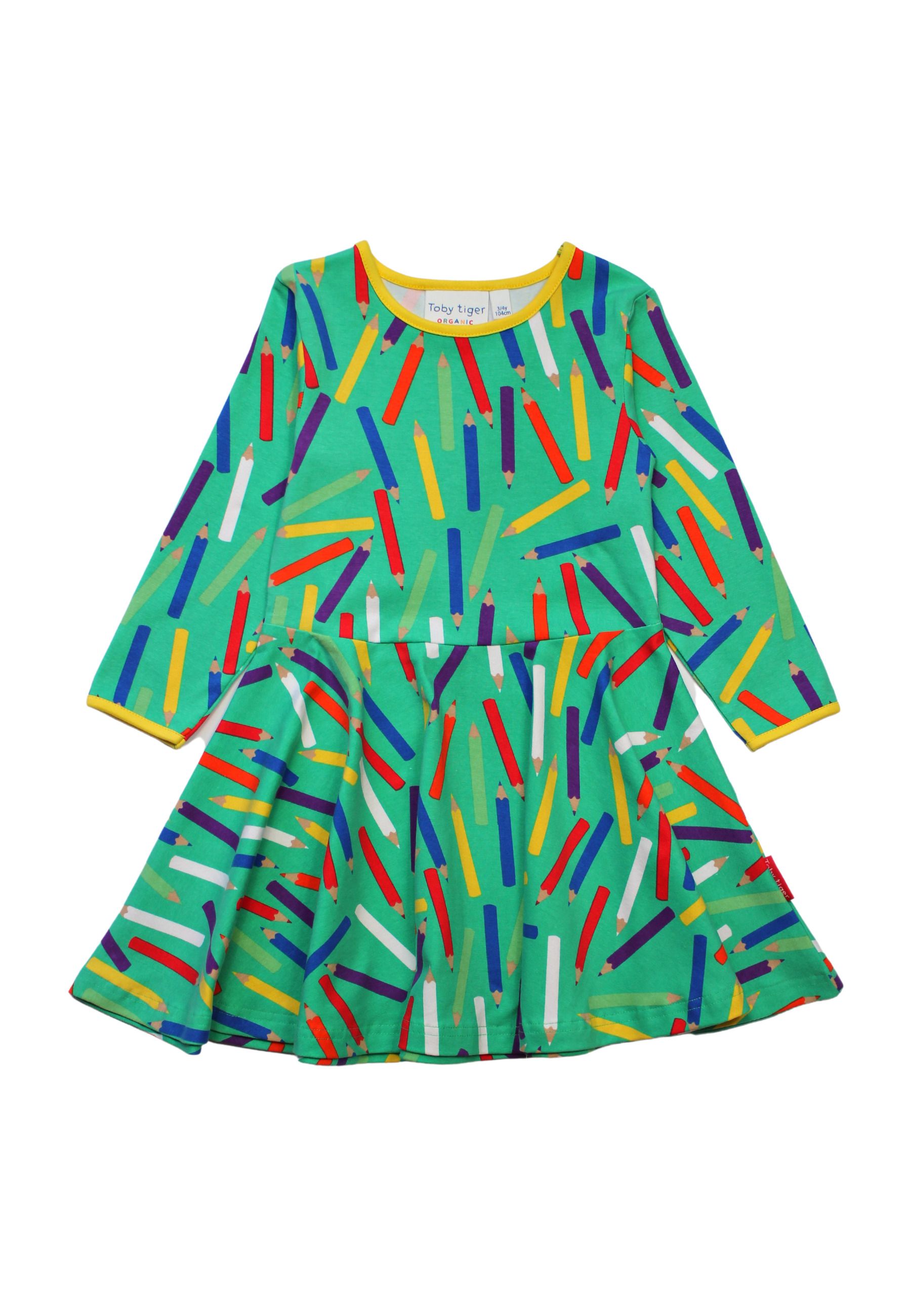 Toby Tiger langärmligeses Baumwollkleid und Skater Schnit mit Kunst Aufdruck